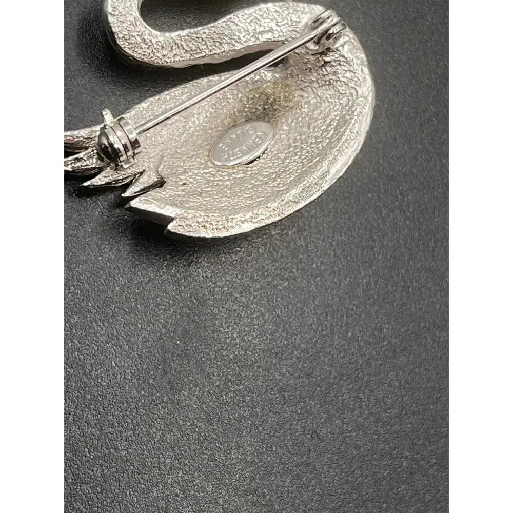 Kenneth Lane‎ Signed Vintage Green Eye Pave Swan Brooch